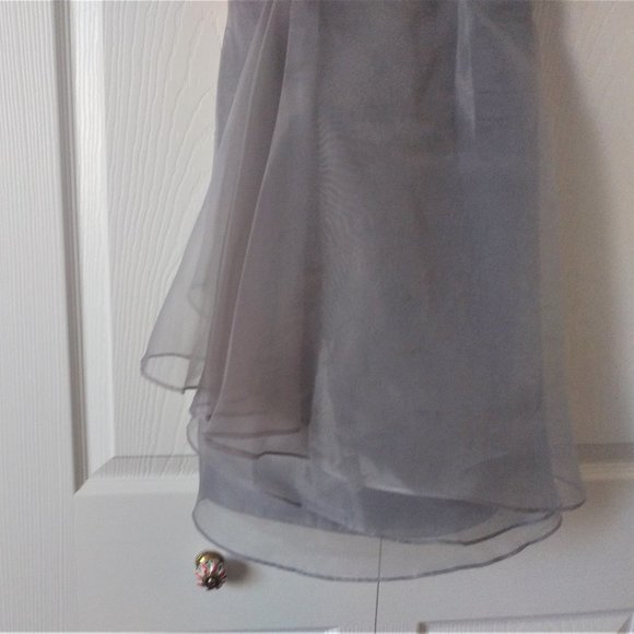 David's Bridal Silver Grey Organza Strapless Midi Dress Size 2 - Picture 5 of 10